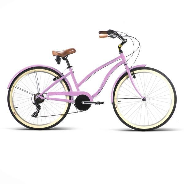Bicicleta Beach Cruiser JL Wenti 26" 6 vel Shimano Rosa