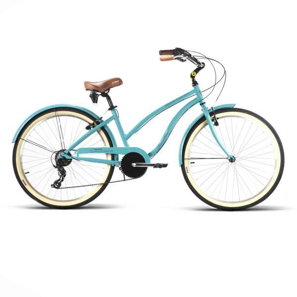 Bicicleta Beach Cruiser JL Wenti 26" 6 vel Shimano Turquesa